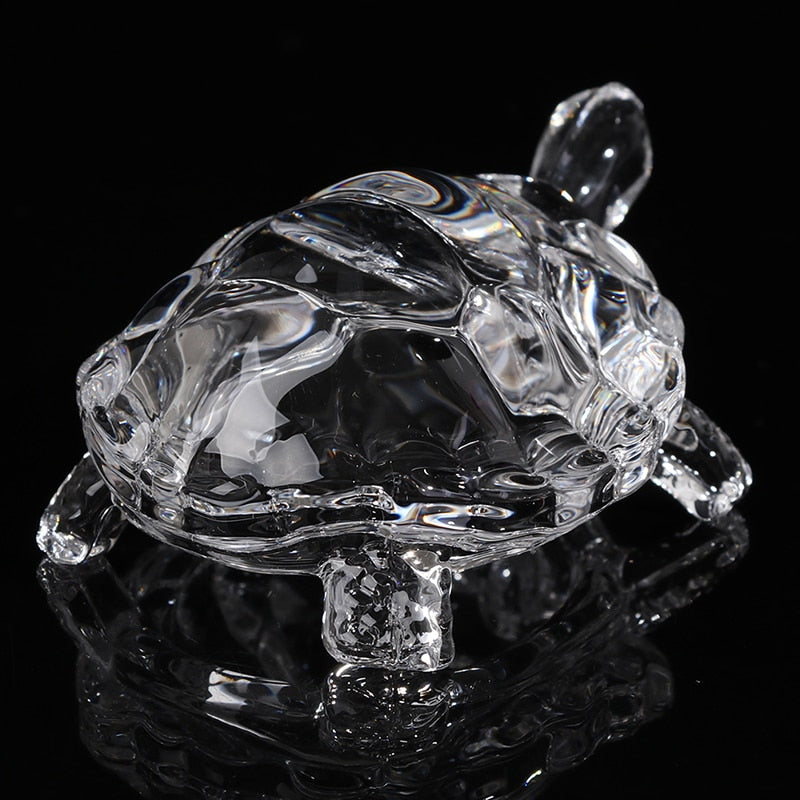 Crystal Turtle Figurine Miniature Tortoise Statue Chinese Lucky Feng Shui Ornament for Home Office Desk Decoration Accessories - Hiccupzz