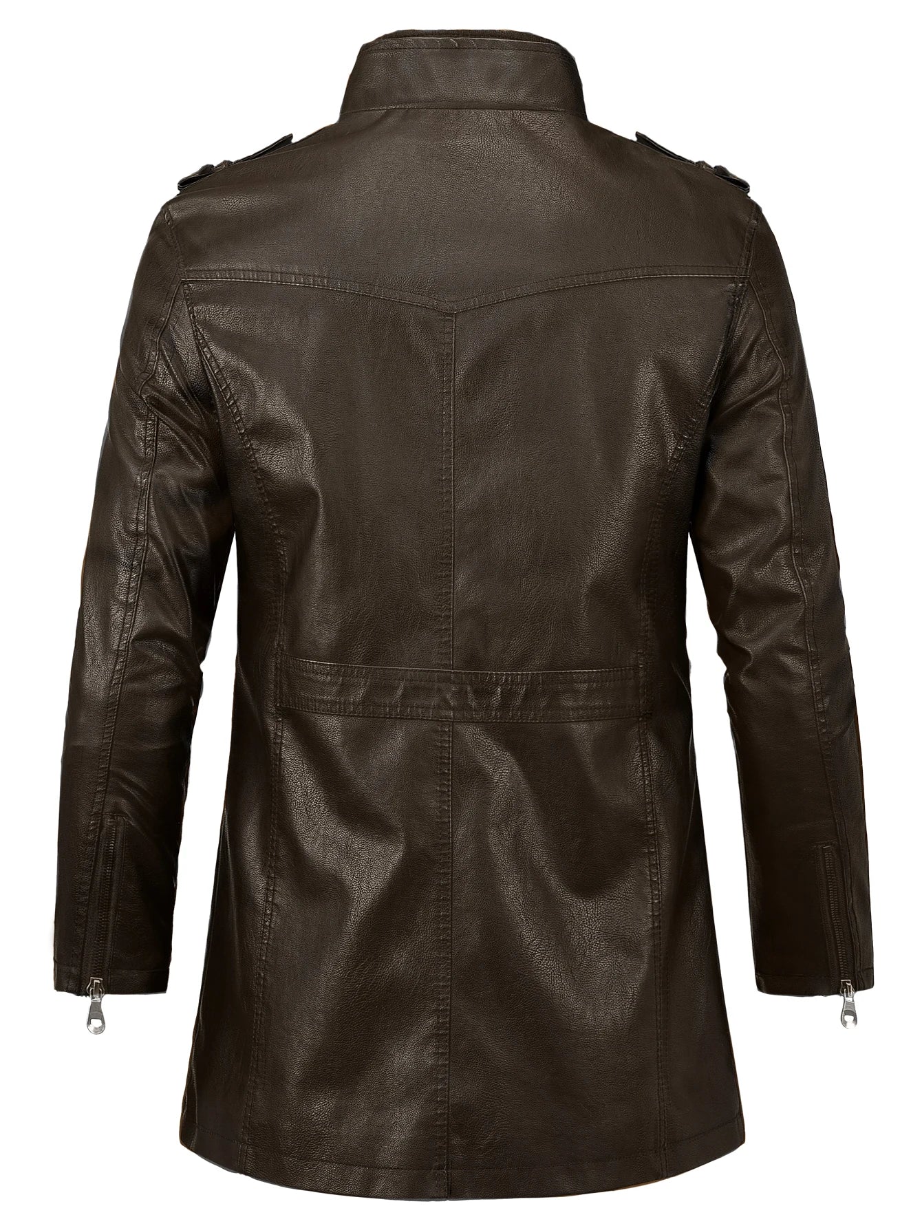 Men's Autumn Fashion Leather Jacket - Warm Long Coat with Pockets, Casual Winter England Style Vintage Parka - Hiccupzz