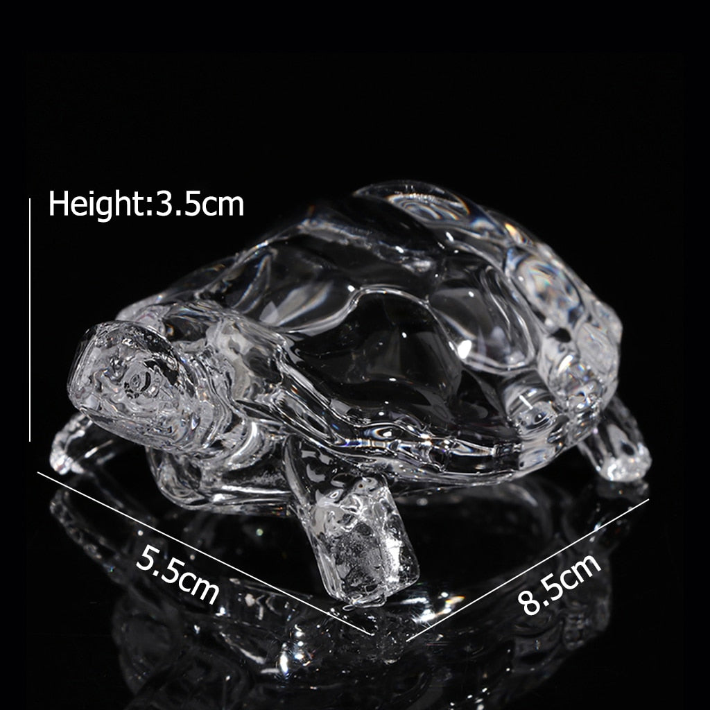 Crystal Turtle Figurine Miniature Tortoise Statue Chinese Lucky Feng Shui Ornament for Home Office Desk Decoration Accessories - Hiccupzz