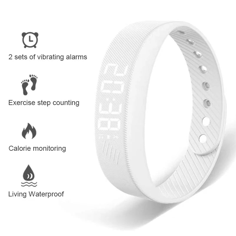 Smart sports bracelet with vibrating alarm clock running pedometer bracelet for male and female students - Hiccupzz