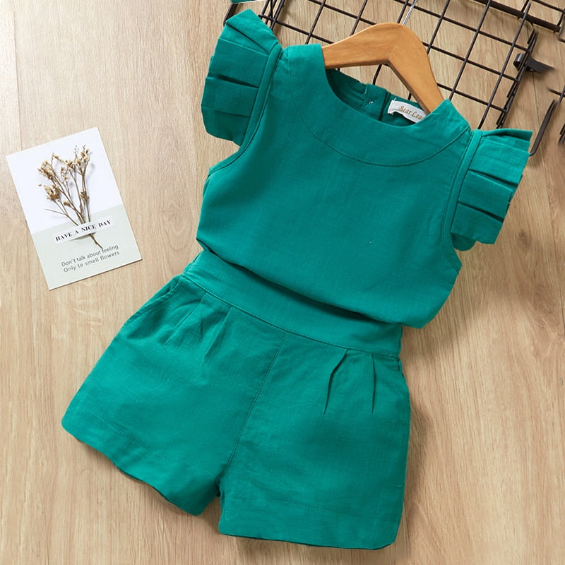 Kids Girls Clothing Sets Summer New Style Brand  Baby Girls Clothes Short Sleeve T-Shirt+Pant Dress 2Pcs Children Clothes Suits - Hiccupzz