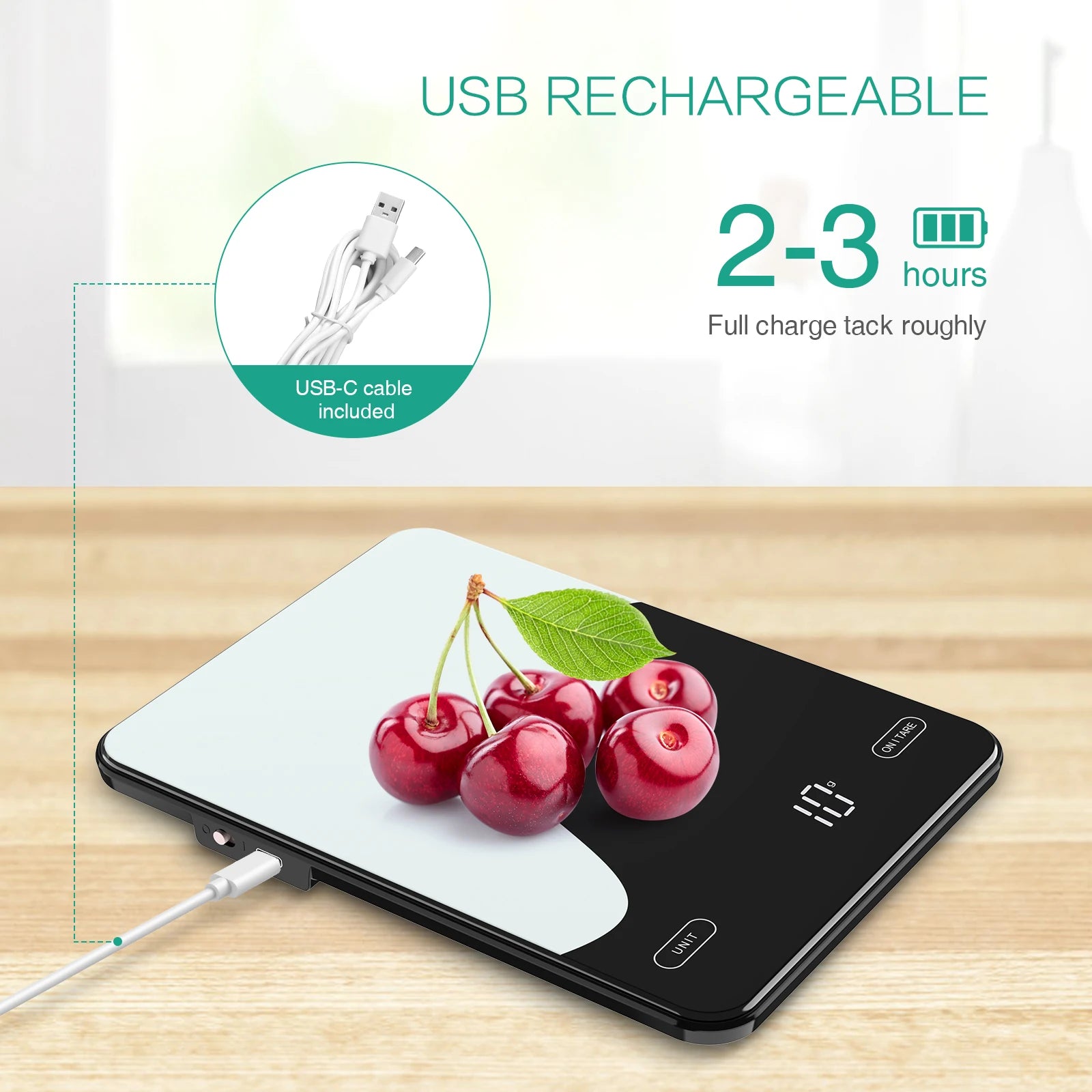 Digital Food Scale 10kg Smart Kitchen Scales with Nutrition Calculator APP Rechargeable Gram Scale for Weight Loss Baking Scales - Hiccupzz