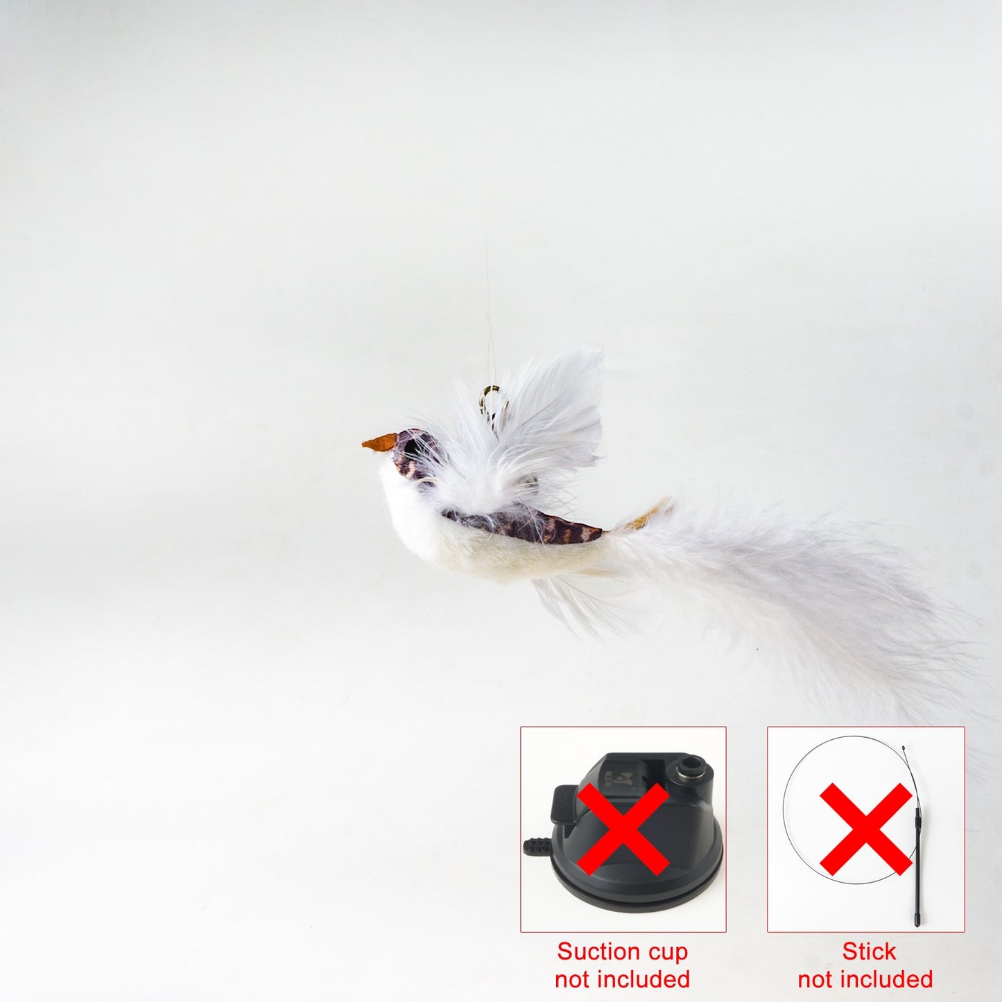 Handfree Bird/Feather Cat Wand with Bell Powerful Suction Cup Interactive Toys for Cats Kitten Hunting Exercise - Hiccupzz