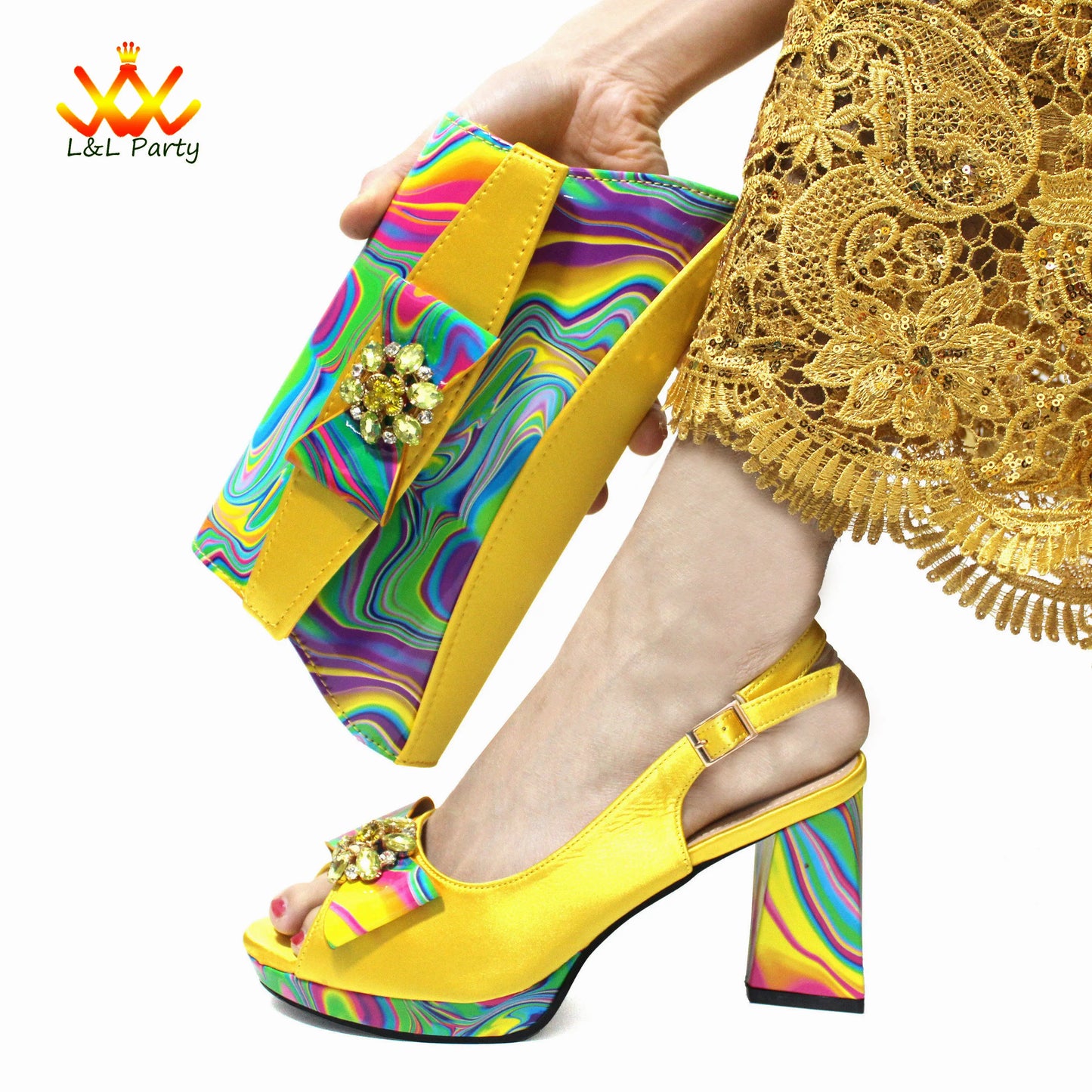Appliques Specials Italian Design Nigerian Women Shoes Matching Bag Set in Red Color INS Hot Sale Sandals - Hiccupzz