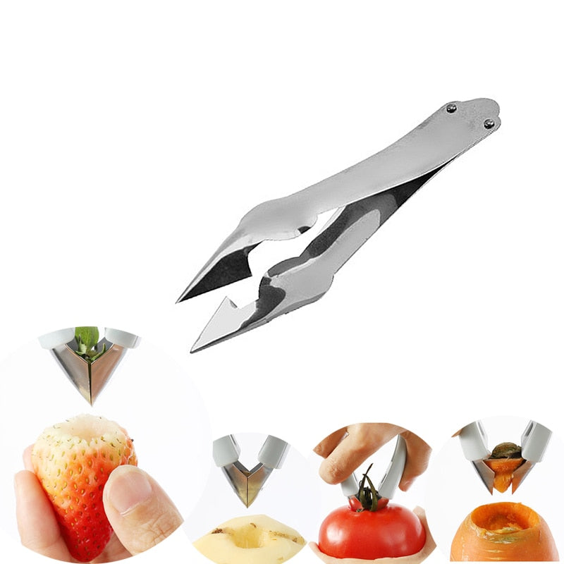 Stainless Steel Strawberry Huller Fruit Peeler Pineapple Corer Slicer Cutter Kitchen Knife Gadgets Pineapple Slicer Clips New - Hiccupzz