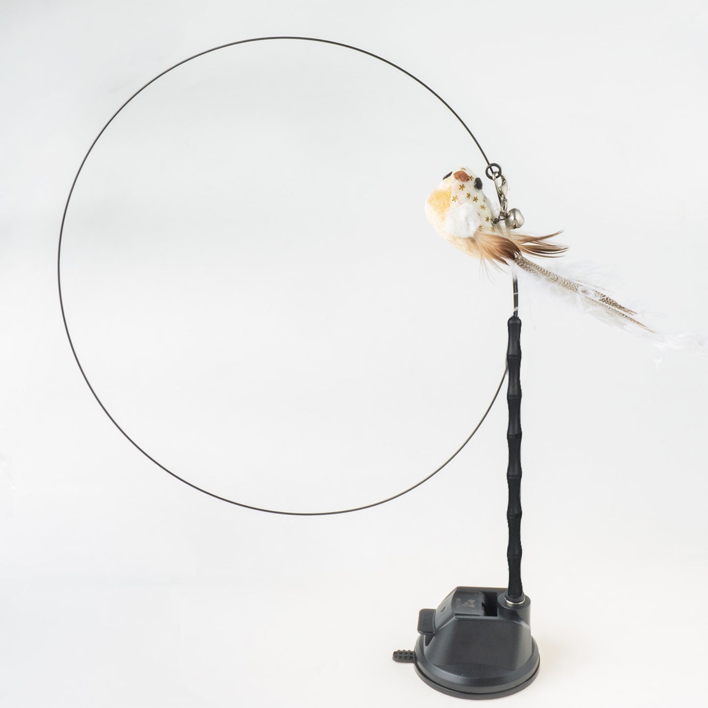 Handfree Bird/Feather Cat Wand with Bell Powerful Suction Cup Interactive Toys for Cats Kitten Hunting Exercise - Hiccupzz