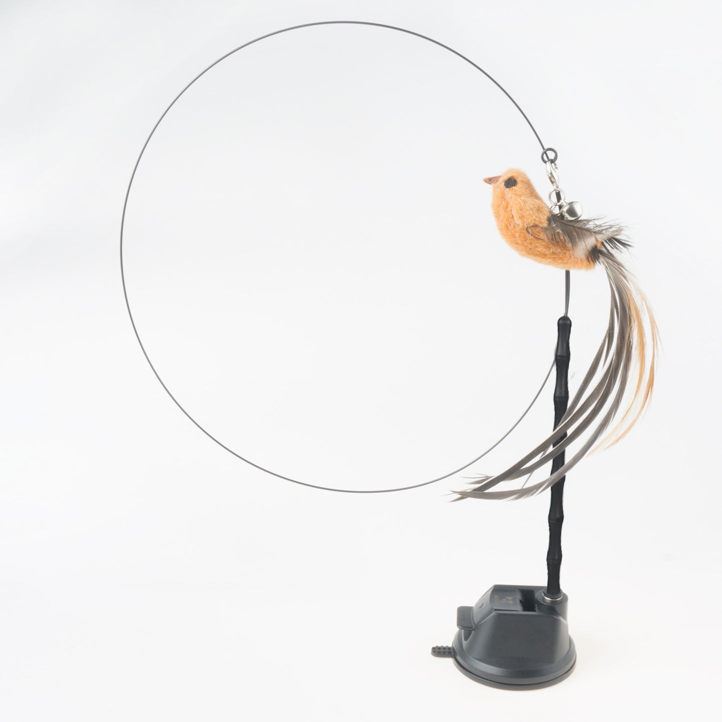 Handfree Bird/Feather Cat Wand with Bell Powerful Suction Cup Interactive Toys for Cats Kitten Hunting Exercise - Hiccupzz