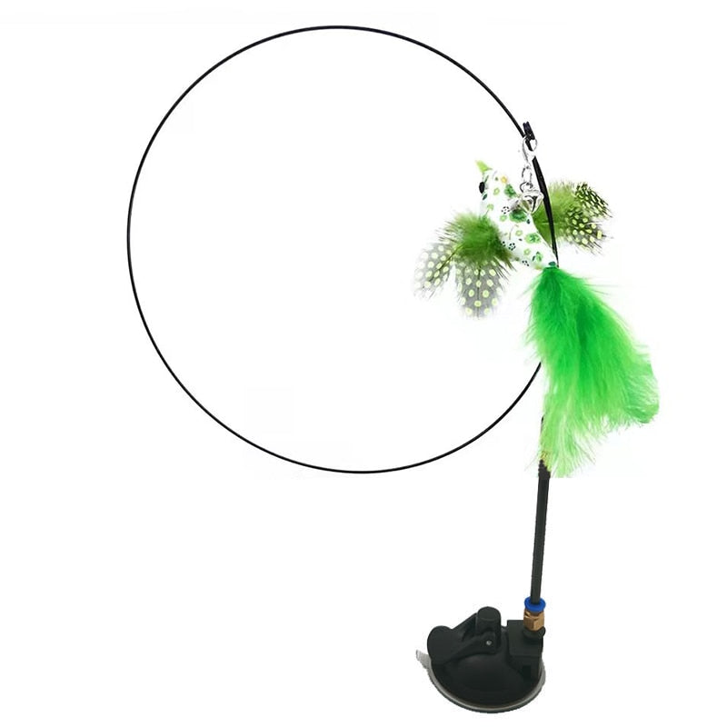 Simulation Bird Interactive Funny Cat Stick Toy Furry Feather Bird With Bell Sucker Cat Stick Toy Kitten Playing Toy - Hiccupzz