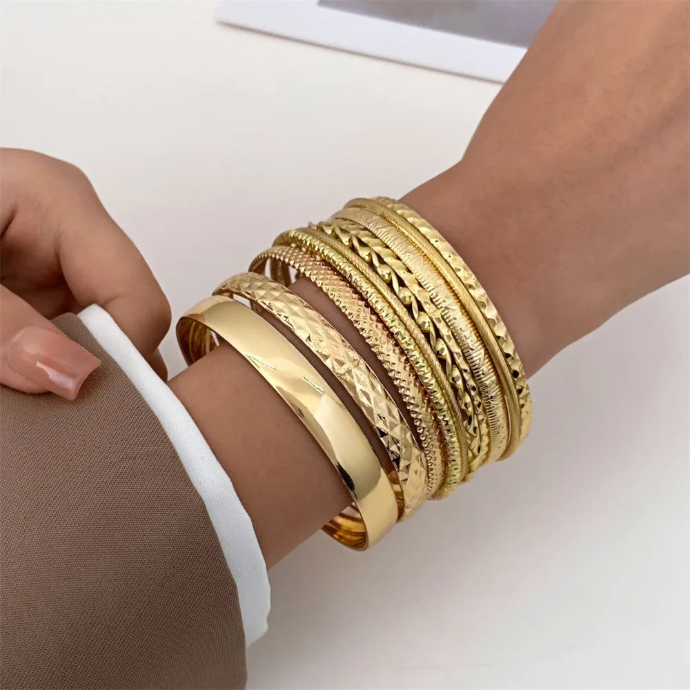 Fashion Stainless Steel Bracelets for Women Twist Texture Bangles Gold Silver Color Jewelry - Hiccupzz