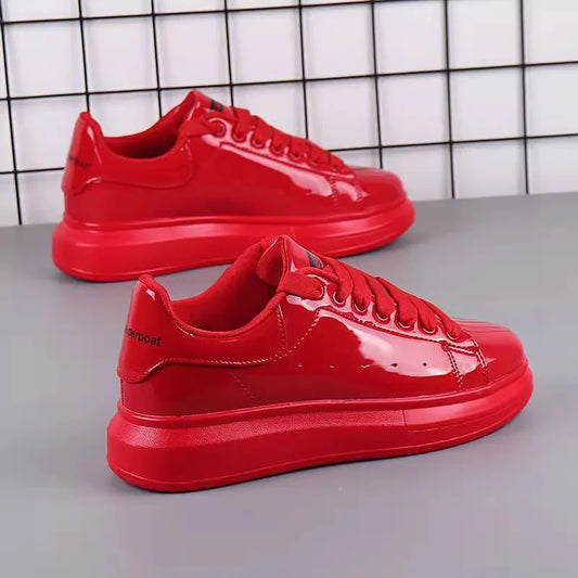Red Glossy Casual Shoes – Breathable Sports Skateboard Shoes - Hiccupzz