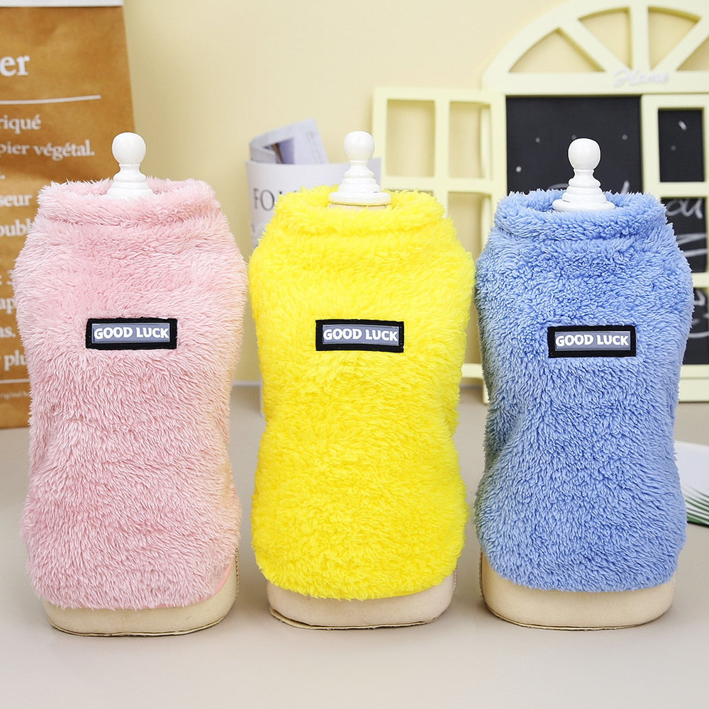 Soft Coral Fleece Pet Clothes Warm Dog Vest Coat Cute Puppy Sweater Cat Apparel For Chihuahua Yorkie Terrier Shih Tzu Pet Outfit - Hiccupzz