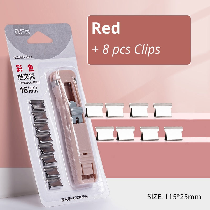 Mini Traceless Reusable Hand Clamp Push Stapler Paper Book File Office School Student Binder Binding Tools Supplies accessories - Hiccupzz