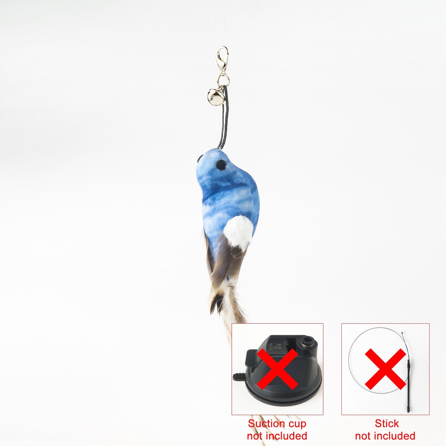 Handfree Bird/Feather Cat Wand with Bell Powerful Suction Cup Interactive Toys for Cats Kitten Hunting Exercise - Hiccupzz