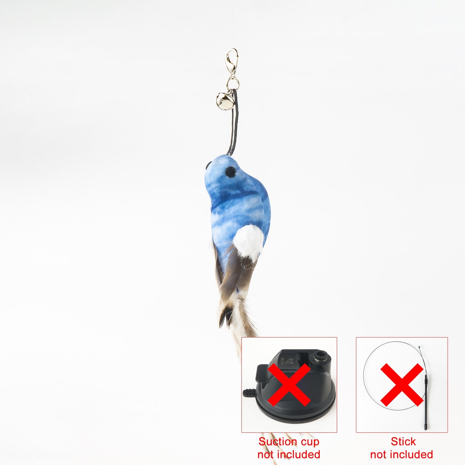 Handfree Bird/Feather Cat Wand with Bell Powerful Suction Cup Interactive Toys for Cats Kitten Hunting Exercise - Hiccupzz