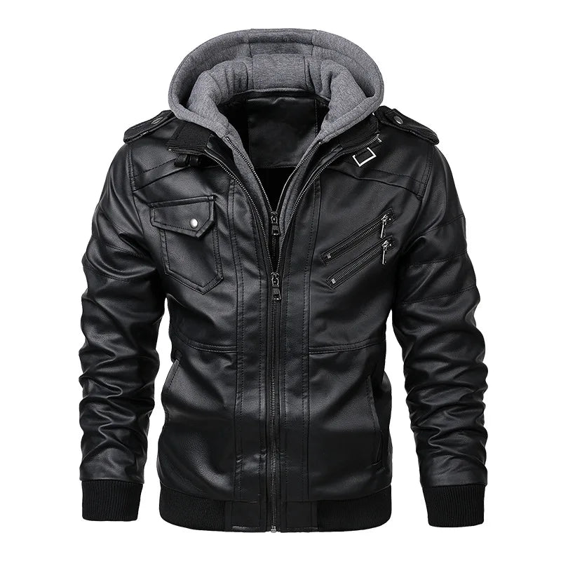 Men's Leather Jacket Autumn PU Biker Coat Casual Motorcycle Style EU Size - Hiccupzz