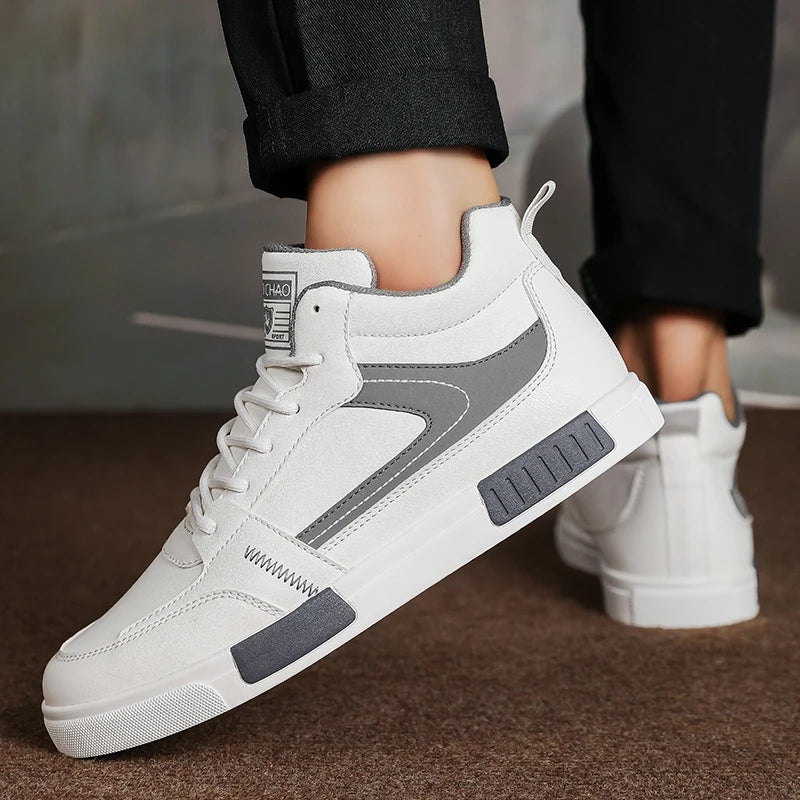 Sneakers For Men Vulcanized Shoes High Top Shoes Lace Up Skateboard Simple Design Casual Outdoor Sport Shoe Male Plus Size 38-47 - Hiccupzz
