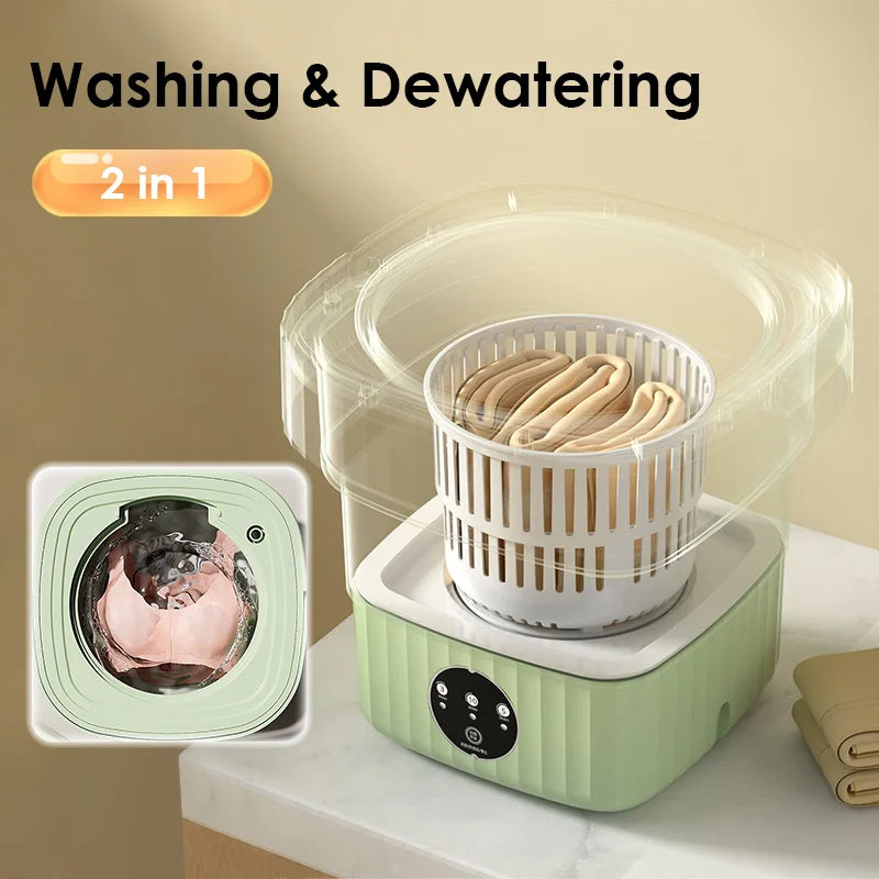 6L 11L Portable Washing Machine Folding Large Capacity Clothes Spin Dryer Bucket Travel Underwear Socks Ultrasonic Mini Washer - Hiccupzz