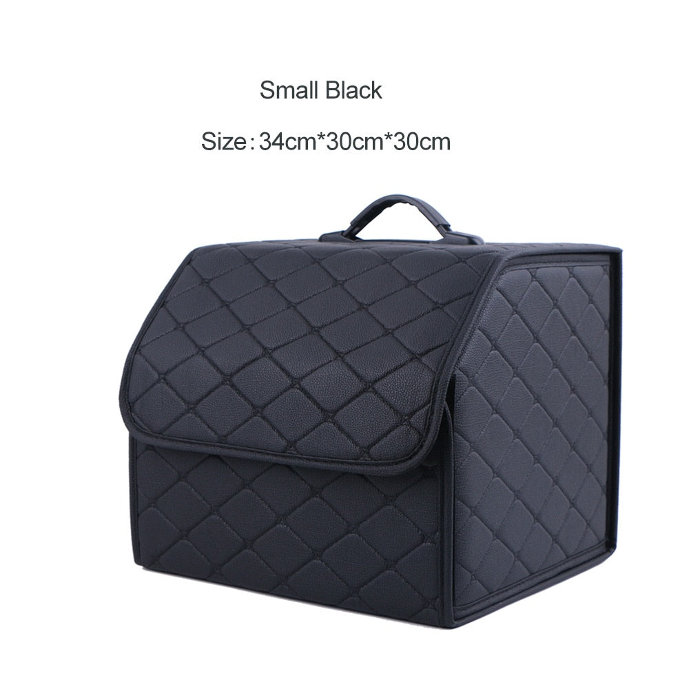 Car Trunk Organizer Box Large Capacity Auto Multiuse Tools Storage Bag Stowing Tidying Leather Folding For Emergency Storage Box - Hiccupzz
