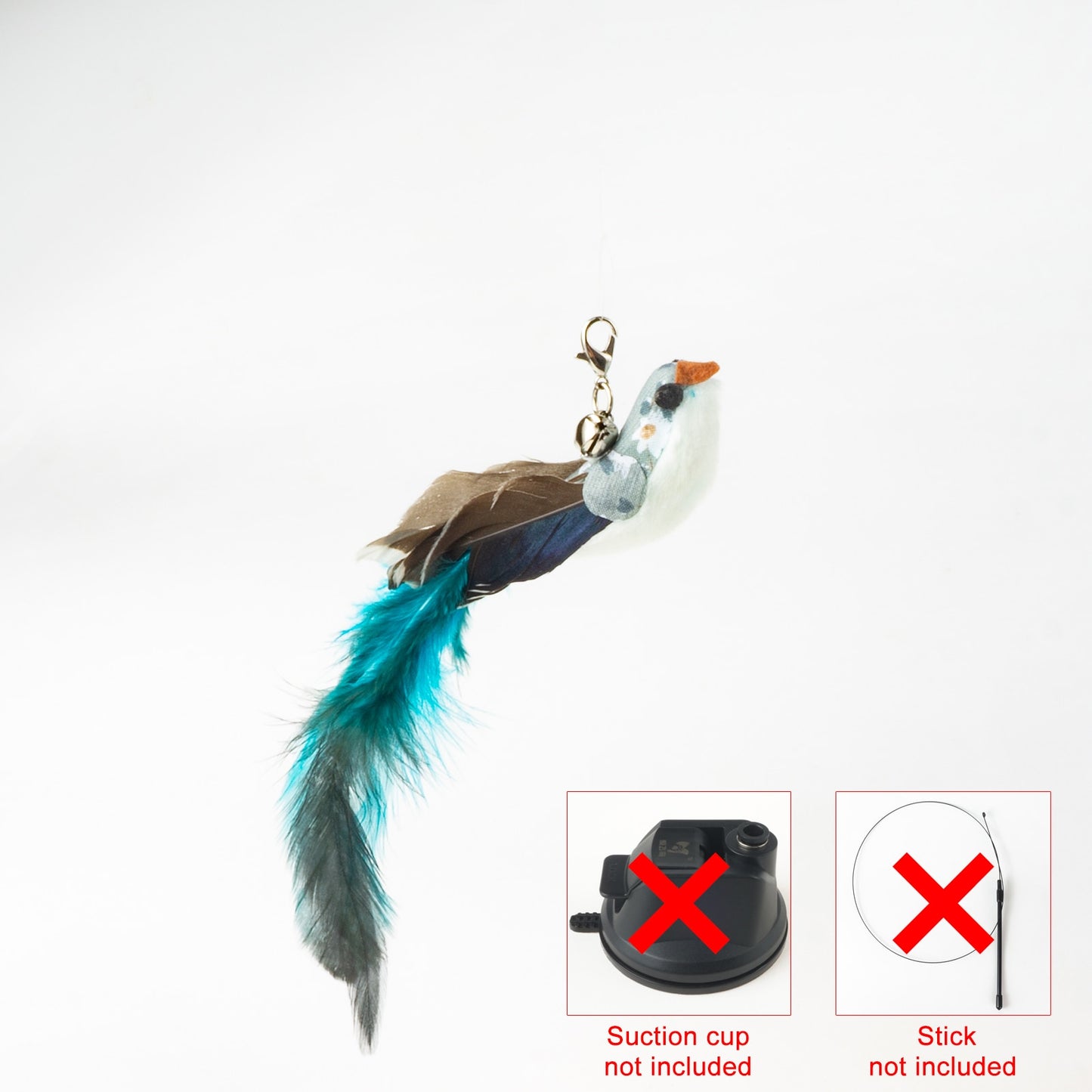 Handfree Bird/Feather Cat Wand with Bell Powerful Suction Cup Interactive Toys for Cats Kitten Hunting Exercise - Hiccupzz