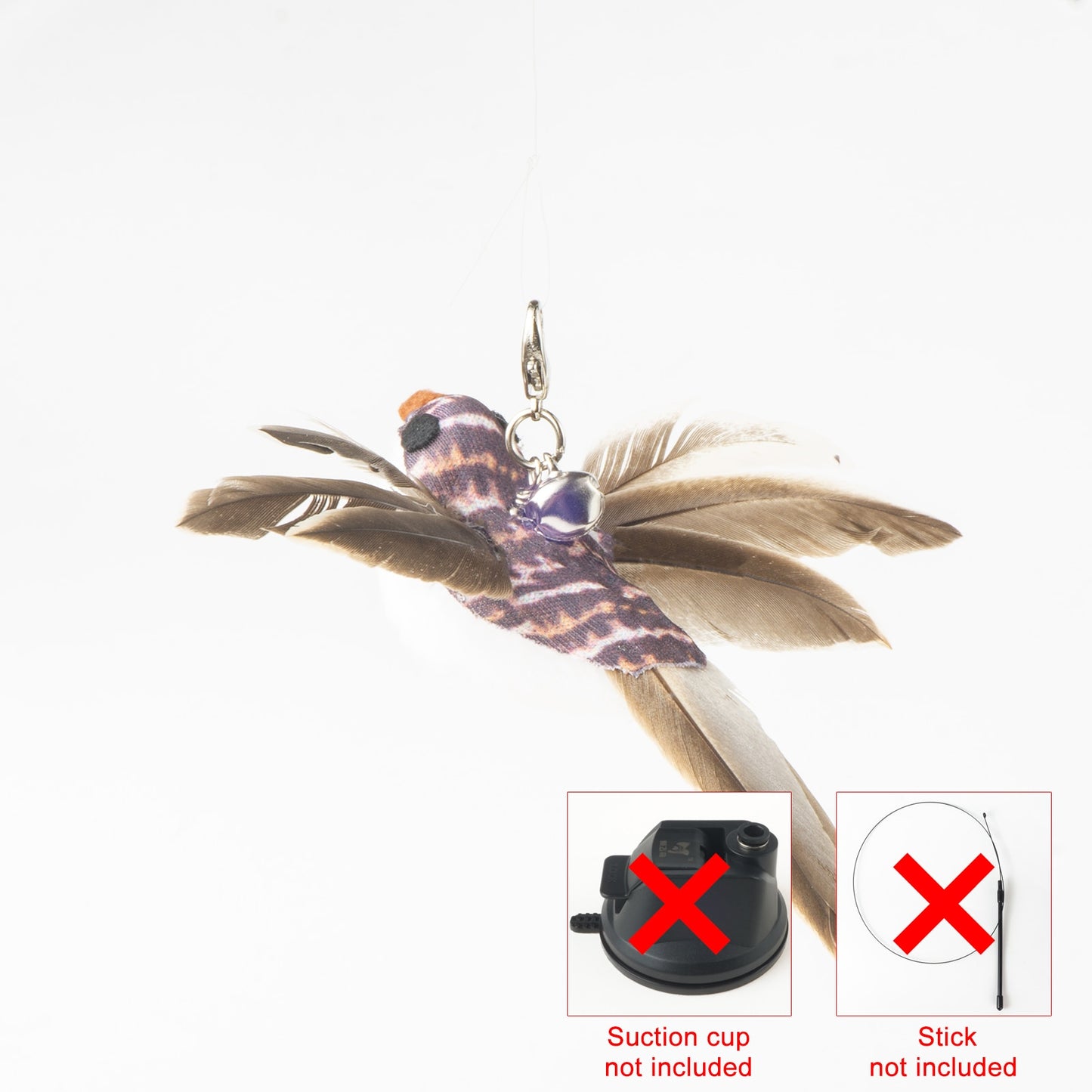 Handfree Bird/Feather Cat Wand with Bell Powerful Suction Cup Interactive Toys for Cats Kitten Hunting Exercise - Hiccupzz