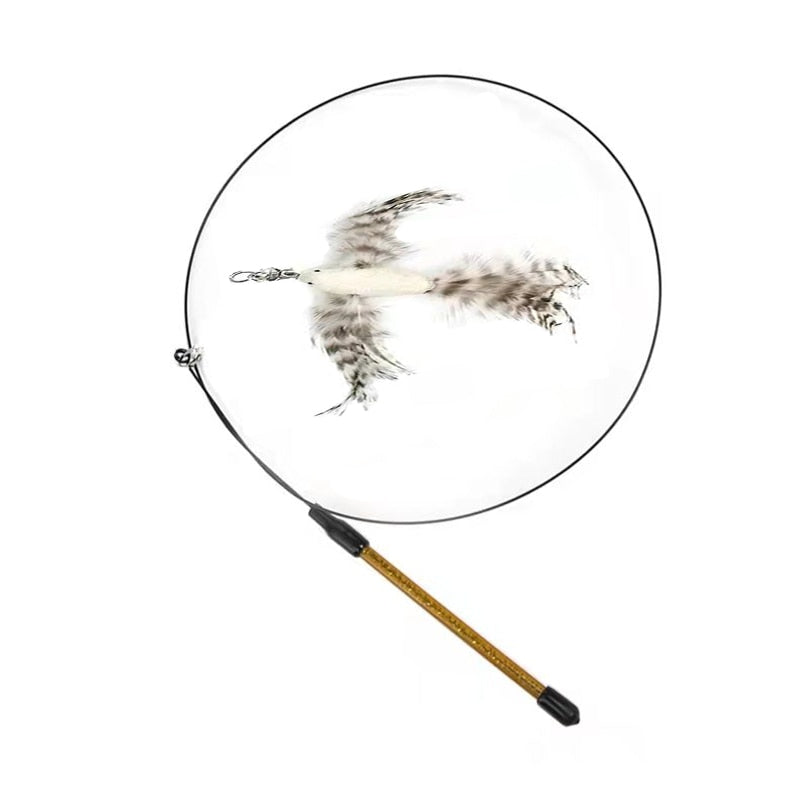 Simulation Bird Interactive Funny Cat Stick Toy Furry Feather Bird With Bell Sucker Cat Stick Toy Kitten Playing Toy - Hiccupzz