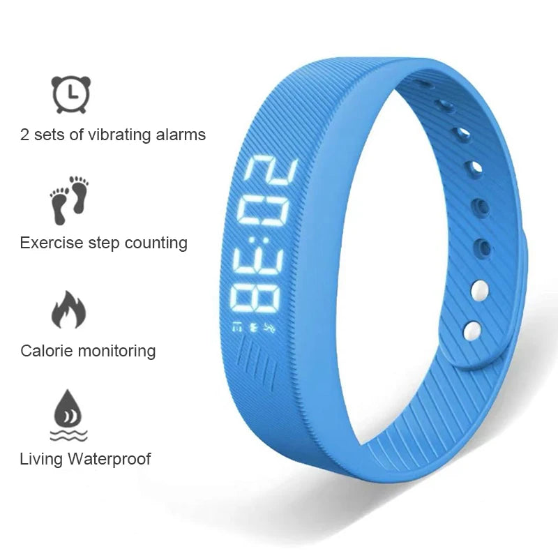 Smart sports bracelet with vibrating alarm clock running pedometer bracelet for male and female students - Hiccupzz