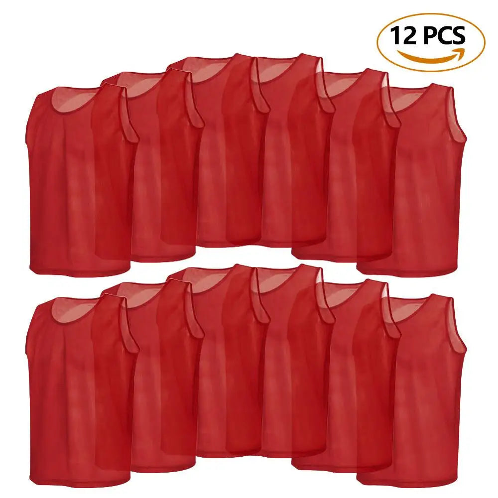 6/12 PCS Adults Children Soccer Training Vest Football Shirts Jerseys - Hiccupzz