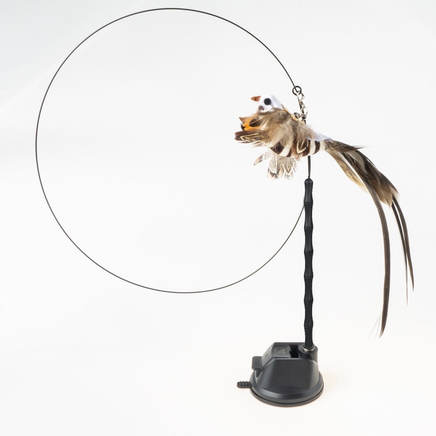 Handfree Bird/Feather Cat Wand with Bell Powerful Suction Cup Interactive Toys for Cats Kitten Hunting Exercise - Hiccupzz