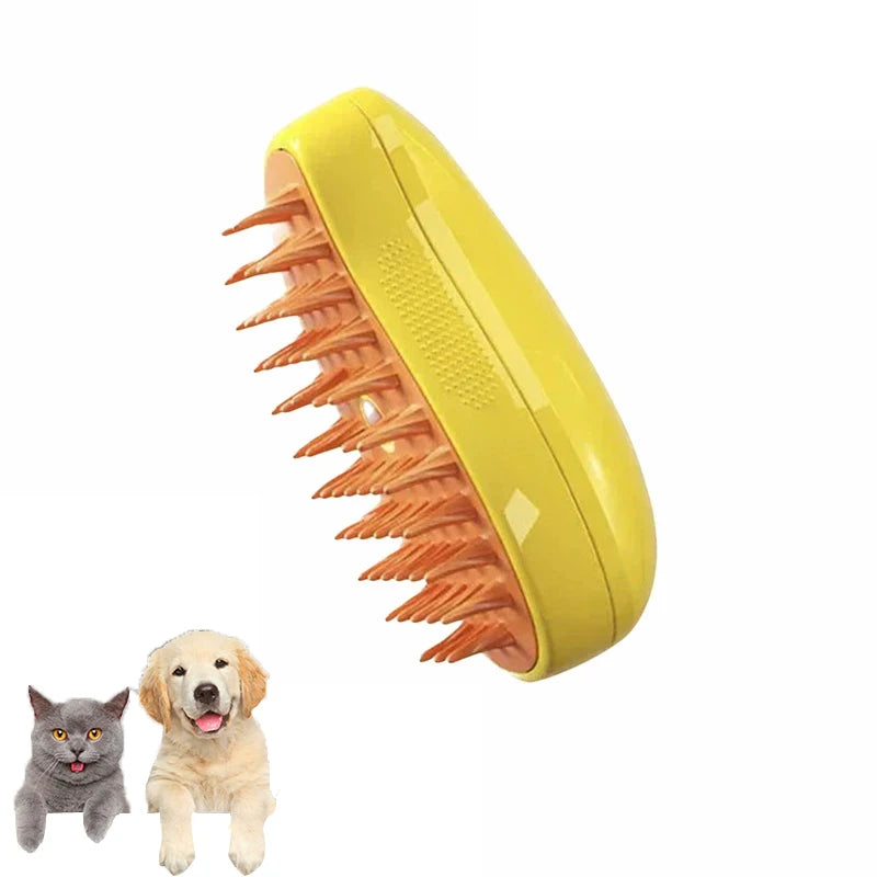 3-in-1 Electric Steamy Brush for Cats & Dogs – Steam Brush, Sprayer, and Massaging Pet Grooming Tool for Shedding - Hiccupzz