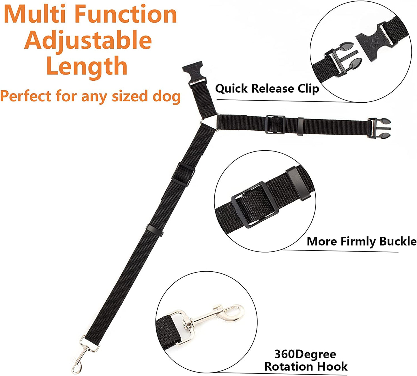 Two-in-one Nylon Adjustable Dogs Harness Collar Pet dog Accessories Pet Car Seat Belt Lead Leash Backseat Safety Belt - Hiccupzz