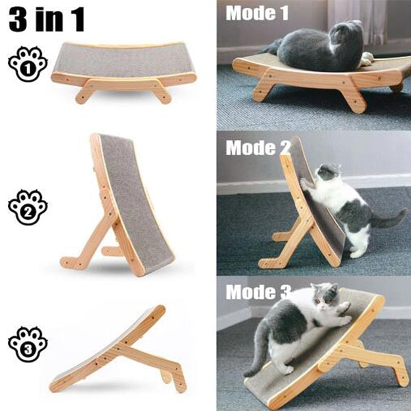 Wood Anti Cat Scratcher Cat Scratch Board Bed 3 In 1 Pad Vertical Pet Cat Toys Grinding Nail Scraper Mat Training Grinding Claw - Hiccupzz
