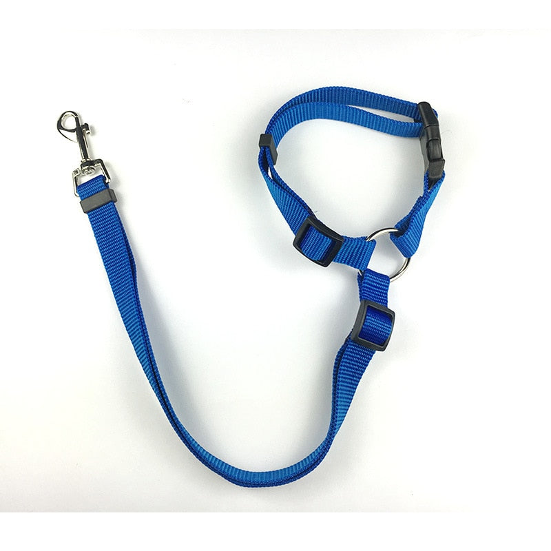 Two-in-one Nylon Adjustable Dogs Harness Collar Pet dog Accessories Pet Car Seat Belt Lead Leash Backseat Safety Belt - Hiccupzz