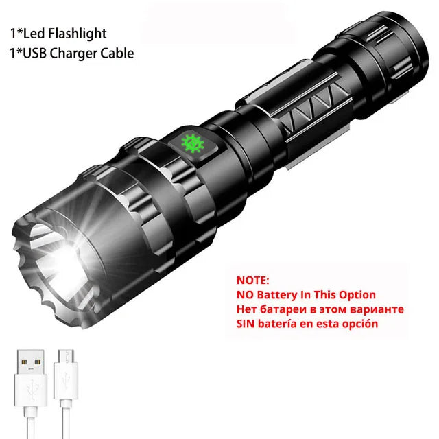 ZK40 50000000LM High Power XHP220 Powerful LED Flashlight Tactical Military Torch USB Camping Lanterna Waterproof Self Defence - Hiccupzz