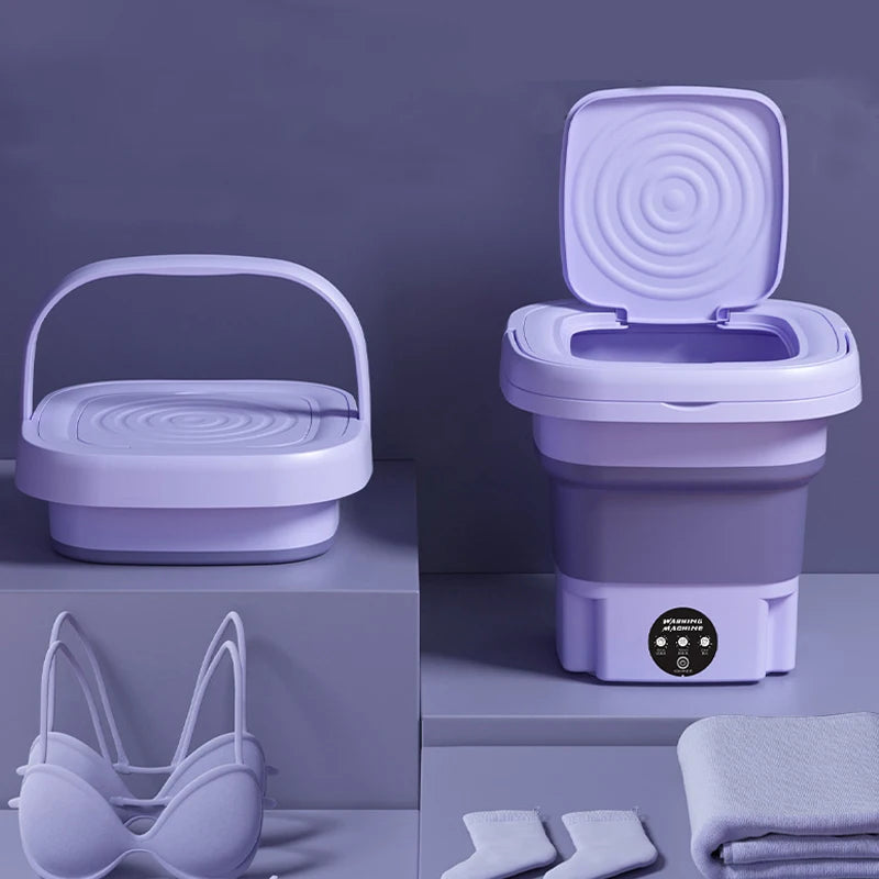 8L Portable Small Foldable Washing Machine with Spin Dryer For Socks Underwear Panties Washer Household Mini Washing Machine - Hiccupzz