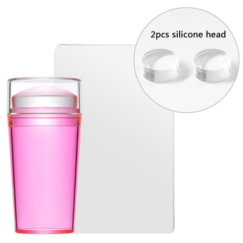 Transparent Nail Stamper with Scraper 2pcs Jelly Silicone Stamp for French Nails - Hiccupzz
