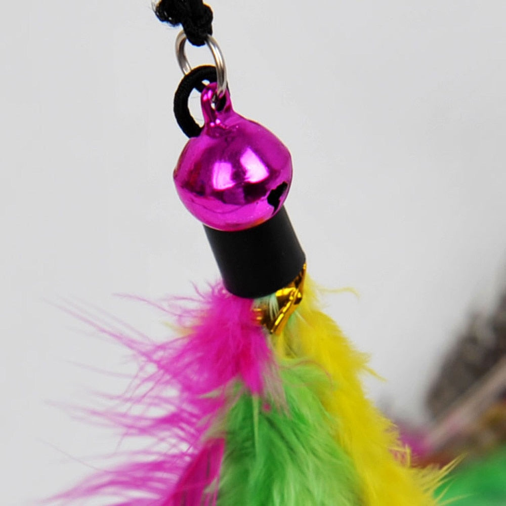Funny Kitten Cat Teaser Interactive Toy Rod with Bell and Feather Toys for Cats Teaser Interactive Toy Rod Pet Cats Toys Stick - Hiccupzz