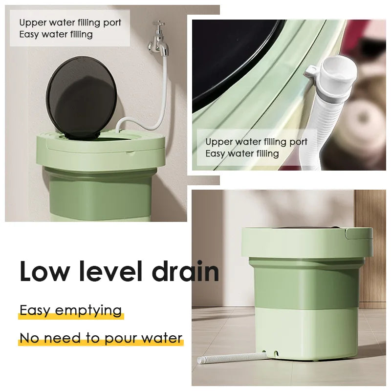 6L 11L Portable Washing Machine Folding Large Capacity Clothes Spin Dryer Bucket Travel Underwear Socks Ultrasonic Mini Washer - Hiccupzz