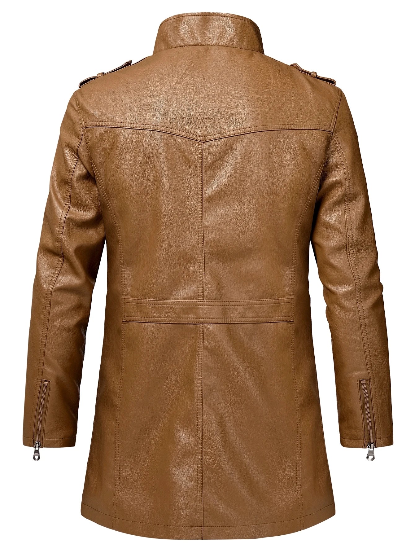 Men's Autumn Fashion Leather Jacket - Warm Long Coat with Pockets, Casual Winter England Style Vintage Parka - Hiccupzz