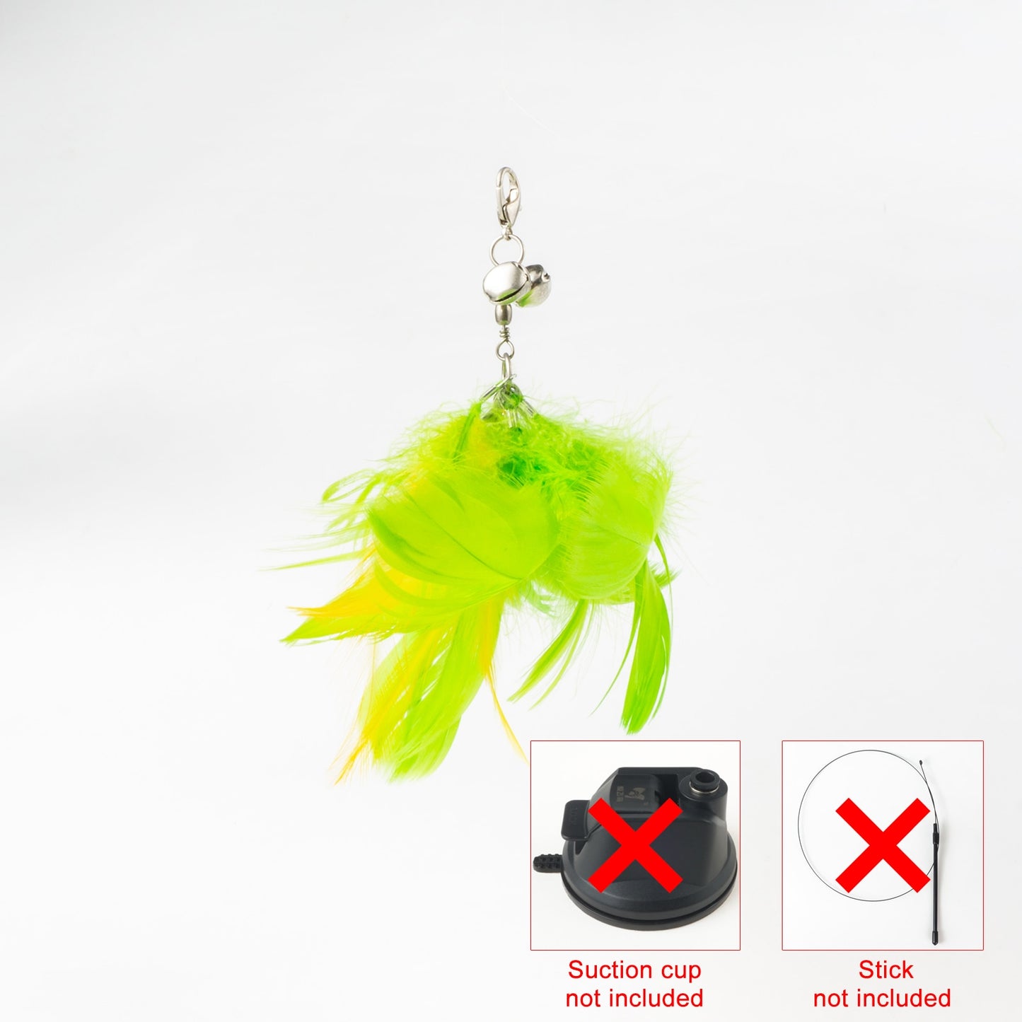 Handfree Bird/Feather Cat Wand with Bell Powerful Suction Cup Interactive Toys for Cats Kitten Hunting Exercise - Hiccupzz