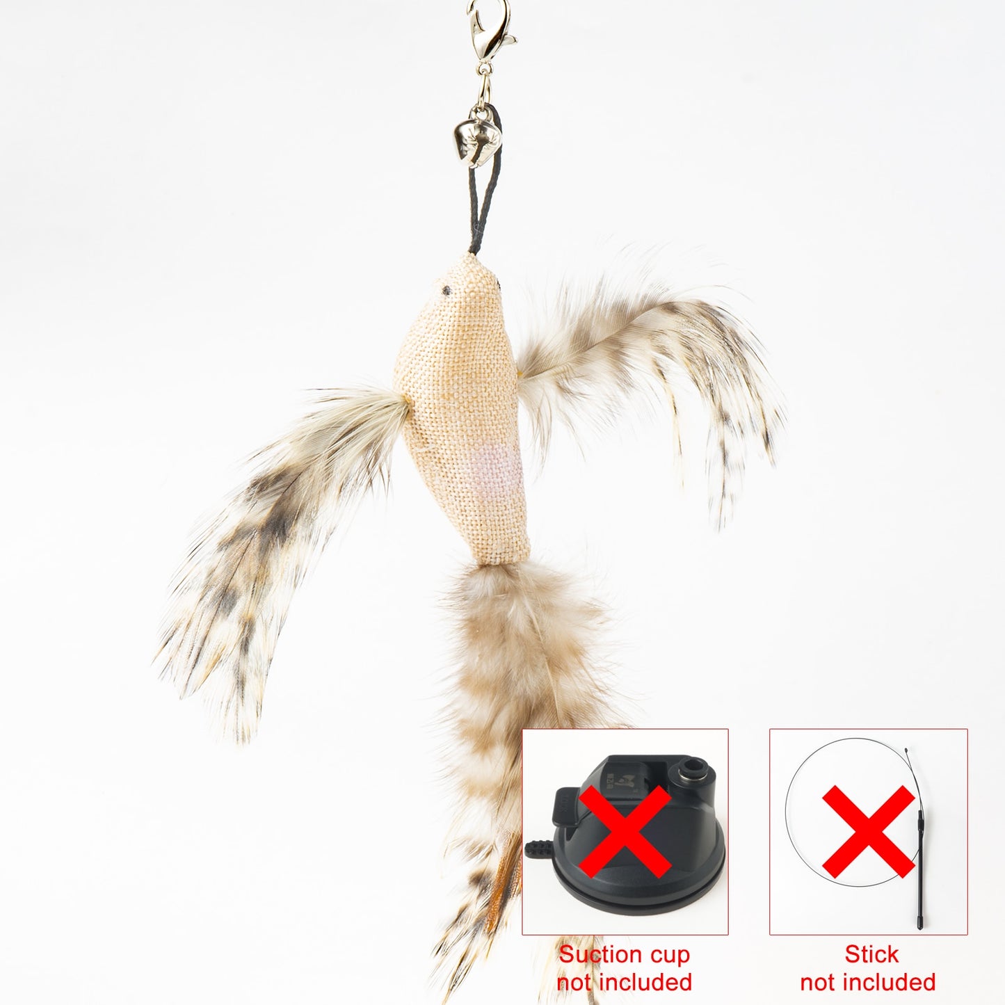 Handfree Bird/Feather Cat Wand with Bell Powerful Suction Cup Interactive Toys for Cats Kitten Hunting Exercise - Hiccupzz