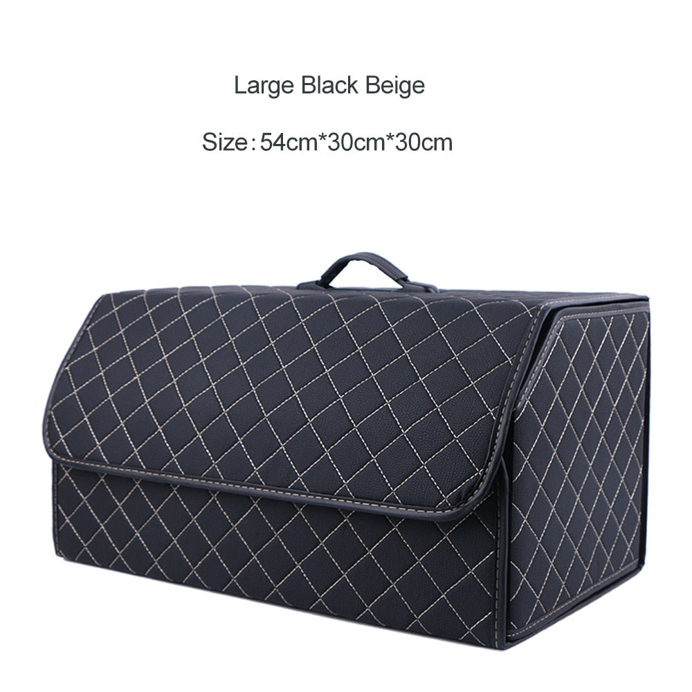 Car Trunk Organizer Box Large Capacity Auto Multiuse Tools Storage Bag Stowing Tidying Leather Folding For Emergency Storage Box - Hiccupzz