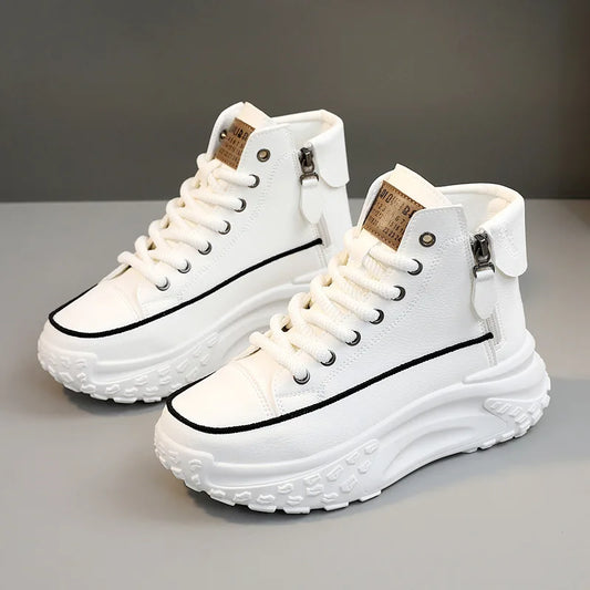 Trend Versatile Women's High Top Small White Shoes Spring Breathable Platform Casual Walking Shoes Old Dad Shoe Korean Sneakers - Hiccupzz