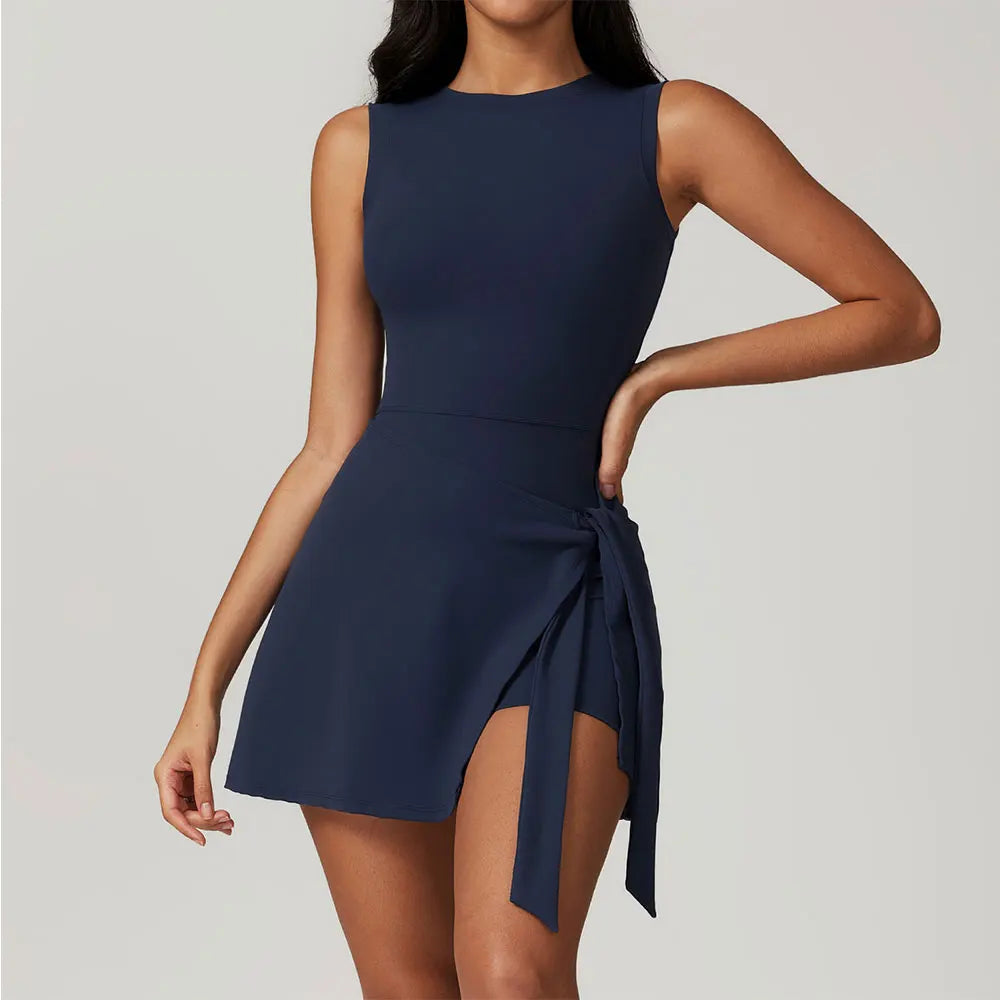Women's Backless Gym Romper Set - Fitness Bodysuit, Siamese Sportswear, One-Piece Jumpsuit, Yoga Playsuit Skirt - Hiccupzz