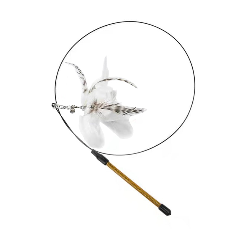 Simulation Bird Interactive Funny Cat Stick Toy Furry Feather Bird With Bell Sucker Cat Stick Toy Kitten Playing Toy - Hiccupzz