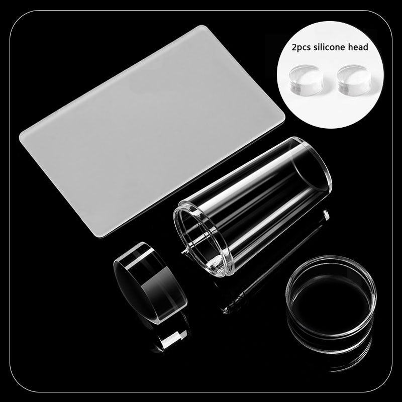 Transparent Nail Stamper with Scraper 2pcs Jelly Silicone Stamp for French Nails - Hiccupzz