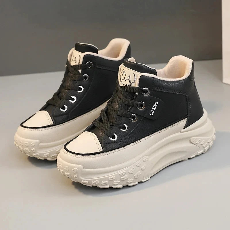 Trend Versatile Women's High Top Small White Shoes Spring Breathable Platform Casual Walking Shoes Old Dad Shoe Korean Sneakers - Hiccupzz