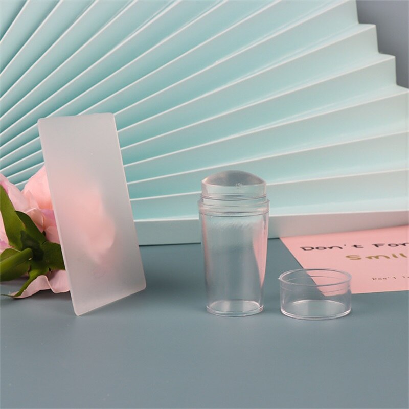 Transparent Nail Stamper with Scraper 2pcs Jelly Silicone Stamp for French Nails - Hiccupzz
