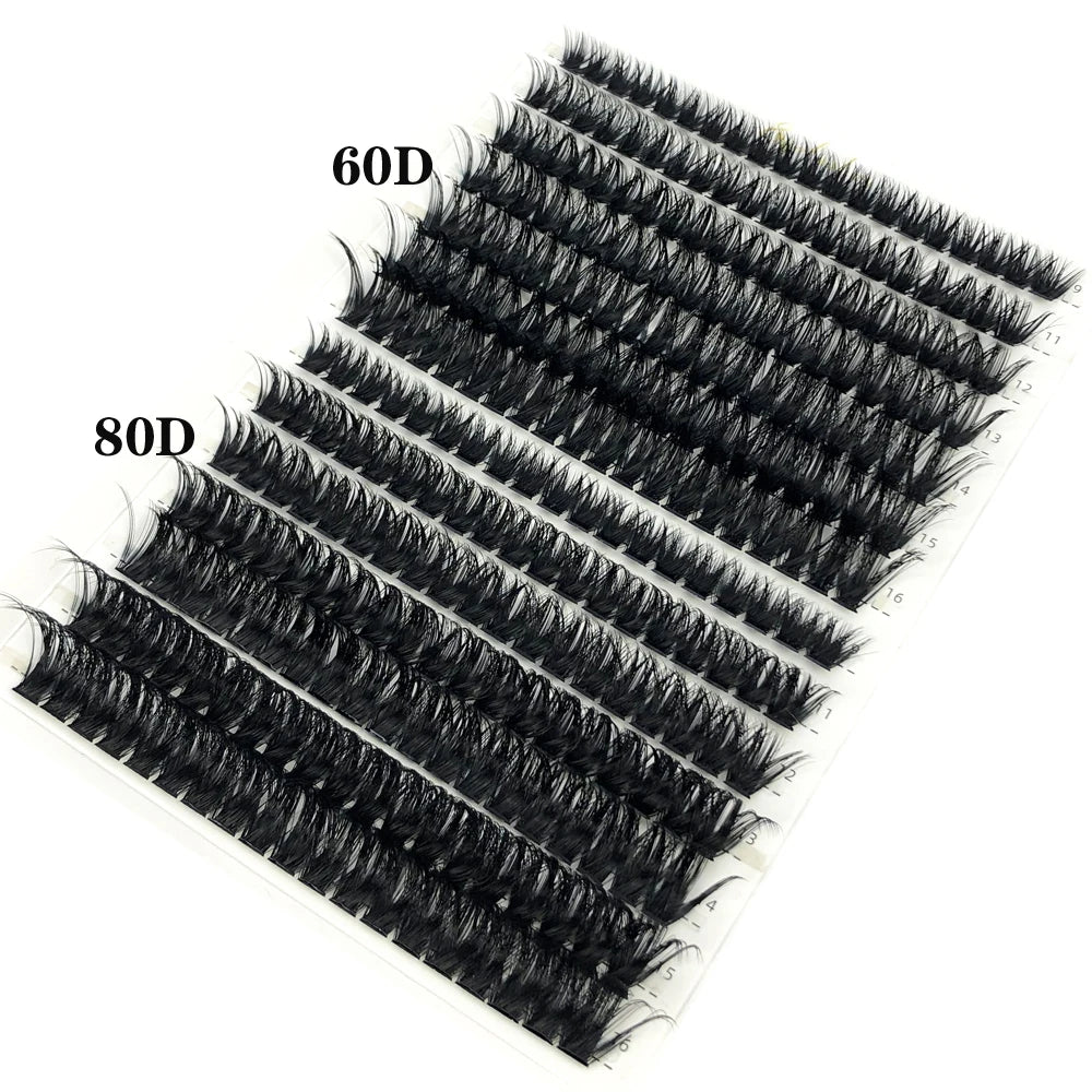 Mixed Tray Individual Lashes (30D, 40D, 60D, 80D) - 3D Russian Volume Eyelashes, Soft Natural Mink Lash Clusters, False Eyelashes - Hiccupzz