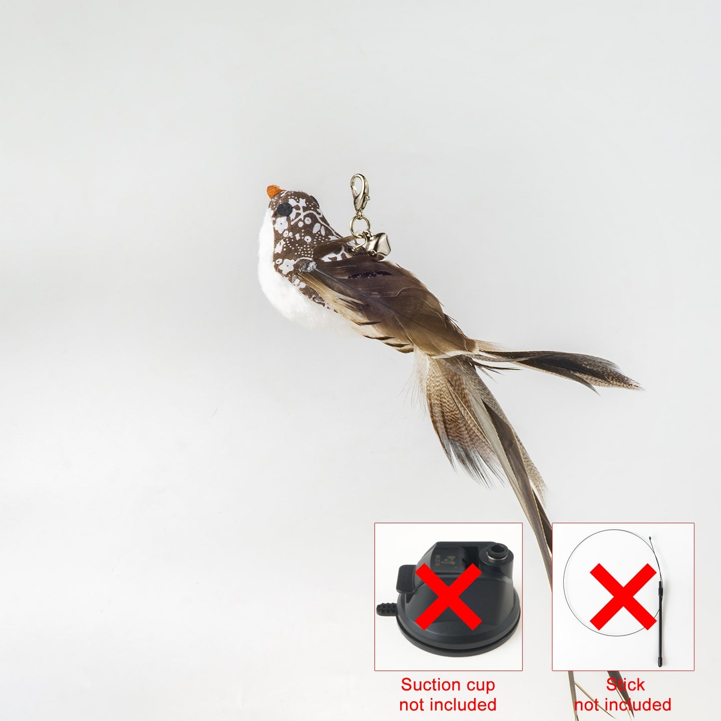 Handfree Bird/Feather Cat Wand with Bell Powerful Suction Cup Interactive Toys for Cats Kitten Hunting Exercise - Hiccupzz