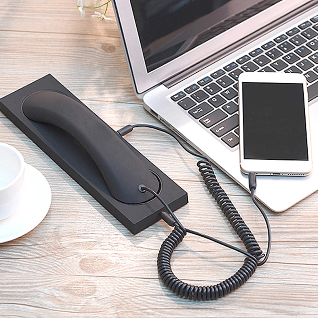 Universal Retro Phone Receiver Handset – 3.5mm Landline Telephone Microphone Call Headset for Smartphones - Hiccupzz